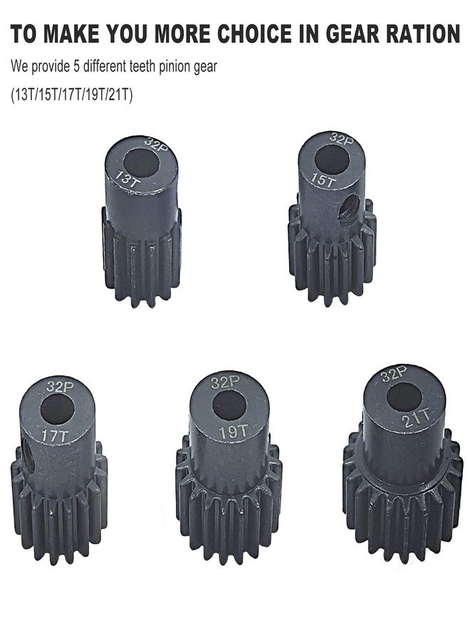 HOPLEX 32P 5mm Hardened Metal Pinion Motor Gear Set 13T 15T 17T 19T 21T with 3.175mm Coupler for RC Buggy Car Monster Truck - Image 5